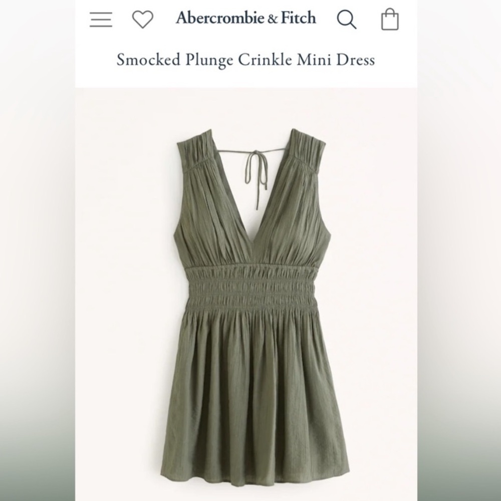 Abercrombie & Fitch Women's Smocked Plunge Crinkle Mini Dress - Small Tall